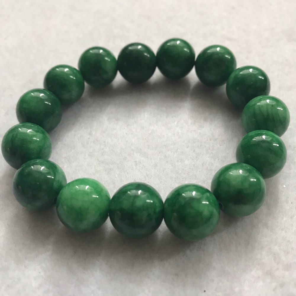 Deep Green Dyed Jade Bracelet